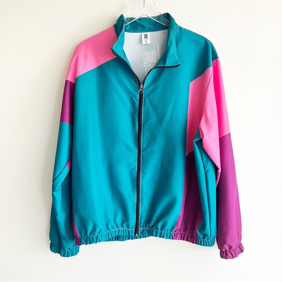 Long Shot Film Large Wind Breaker Jacket Color Block Seth Rogan Fred Flarsky - Picture 2 of 8